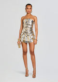 Ilona Embroidered Dress by retrofête in Gold/Silver, product image 1