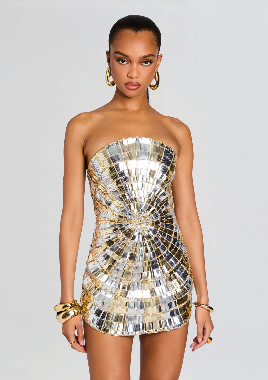 Ilona Embroidered Dress by retrofête in Gold/Silver, product image 5