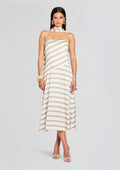 Kaia Satin Maxi Dress by SEROYA in Sand Eggshell, product image 1