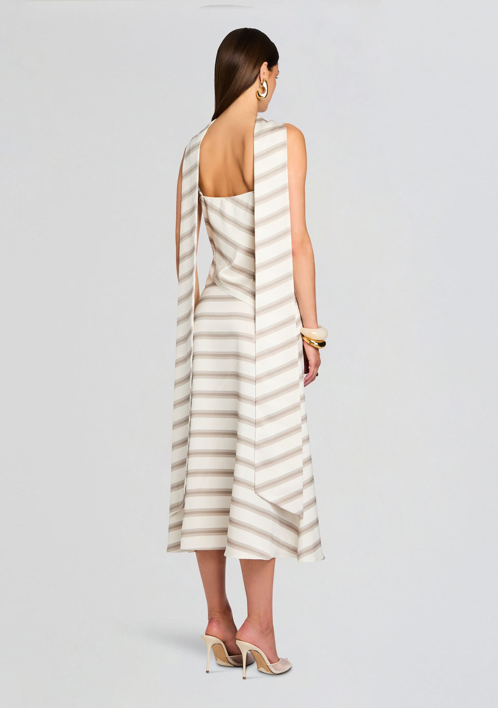 Kaia Satin Maxi Dress by SEROYA in Sand Eggshell, product image 4