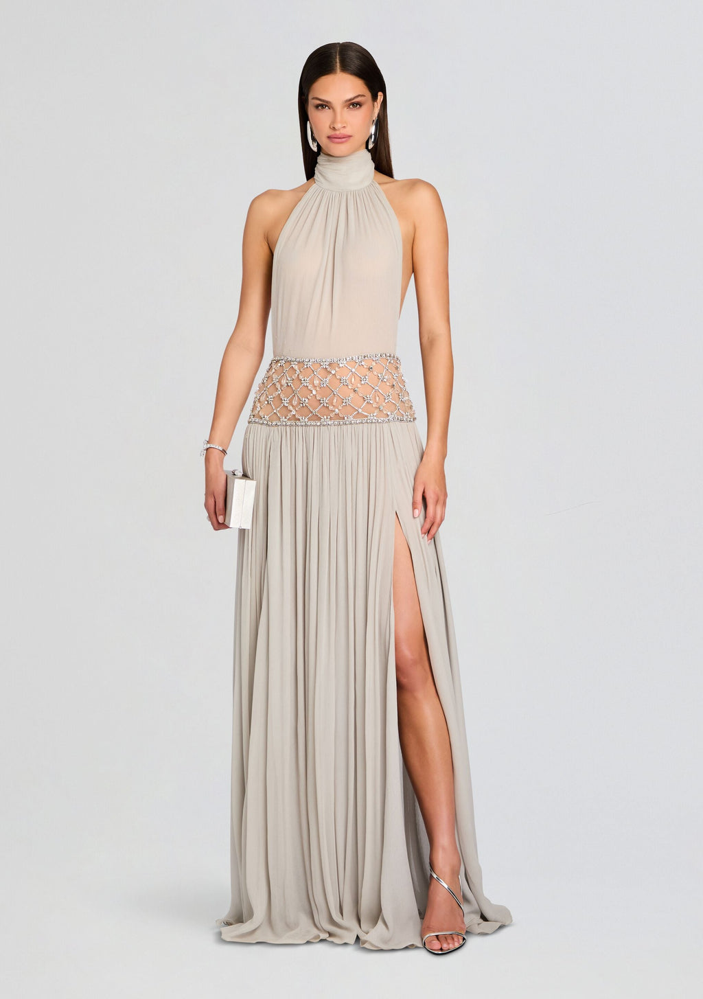 Kreeli Embellished Dress by retrofête in Silver Cloud, product image 1