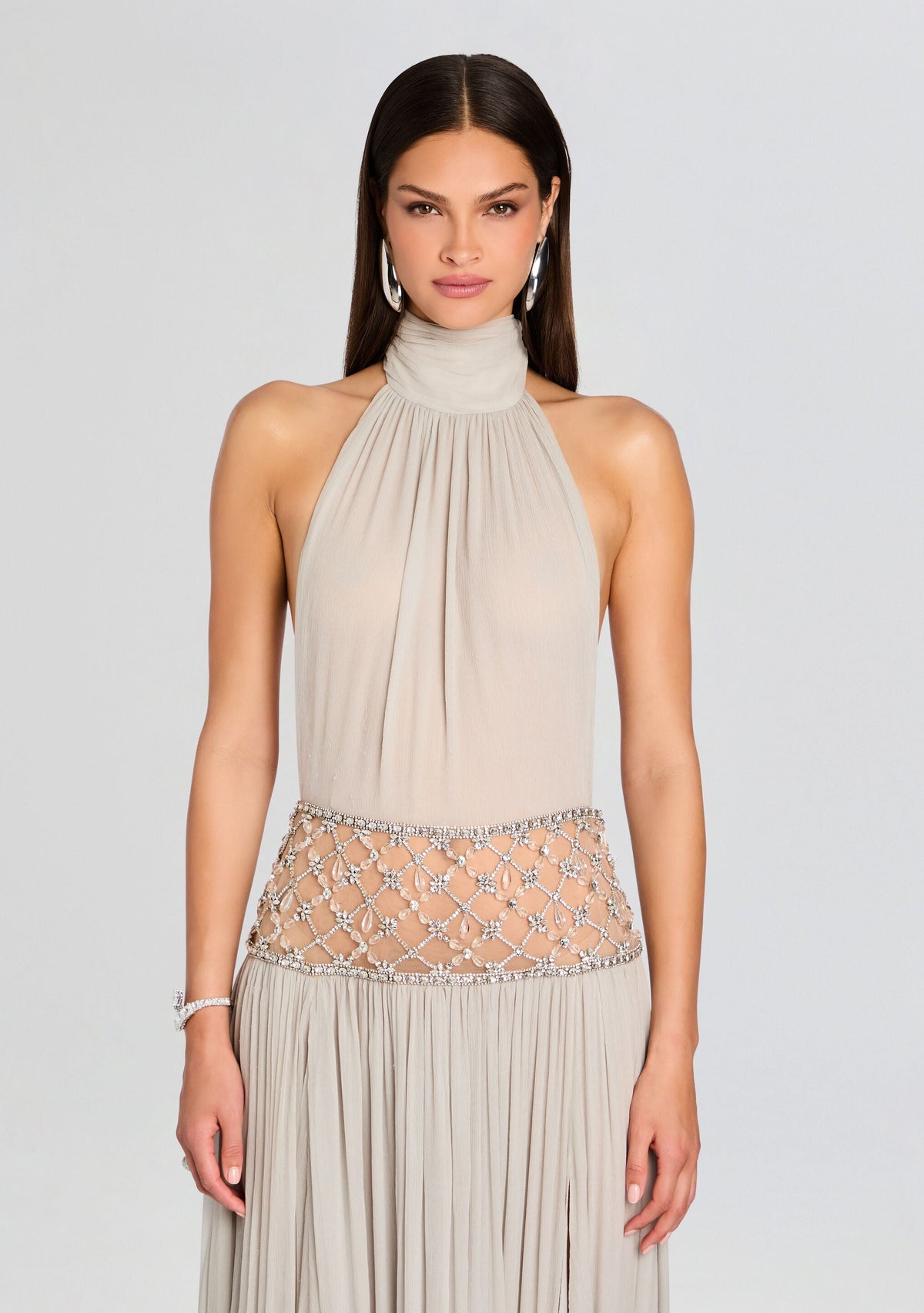Kreeli Embellished Dress by retrofête in Silver Cloud, product image 6