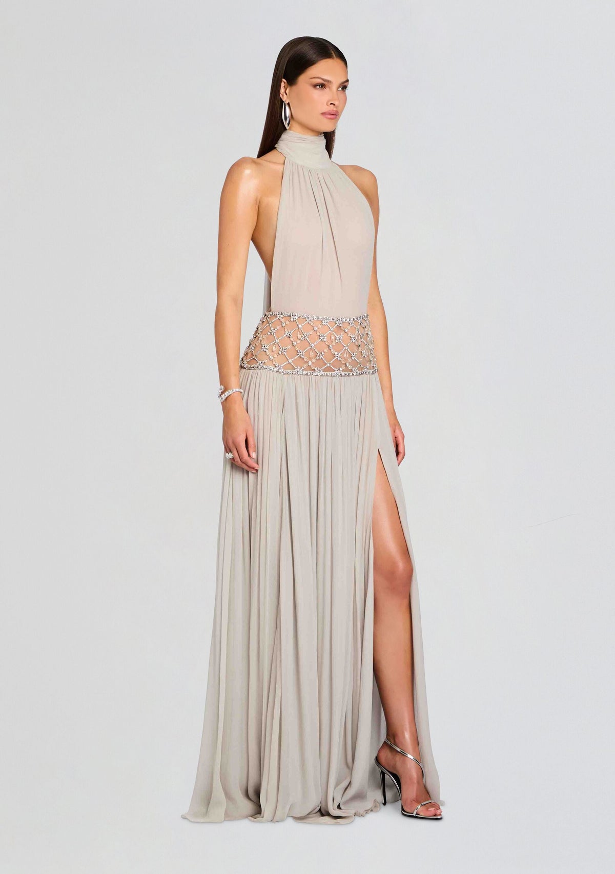 Kreeli Embellished Dress by retrofête in Silver Cloud, product image 4