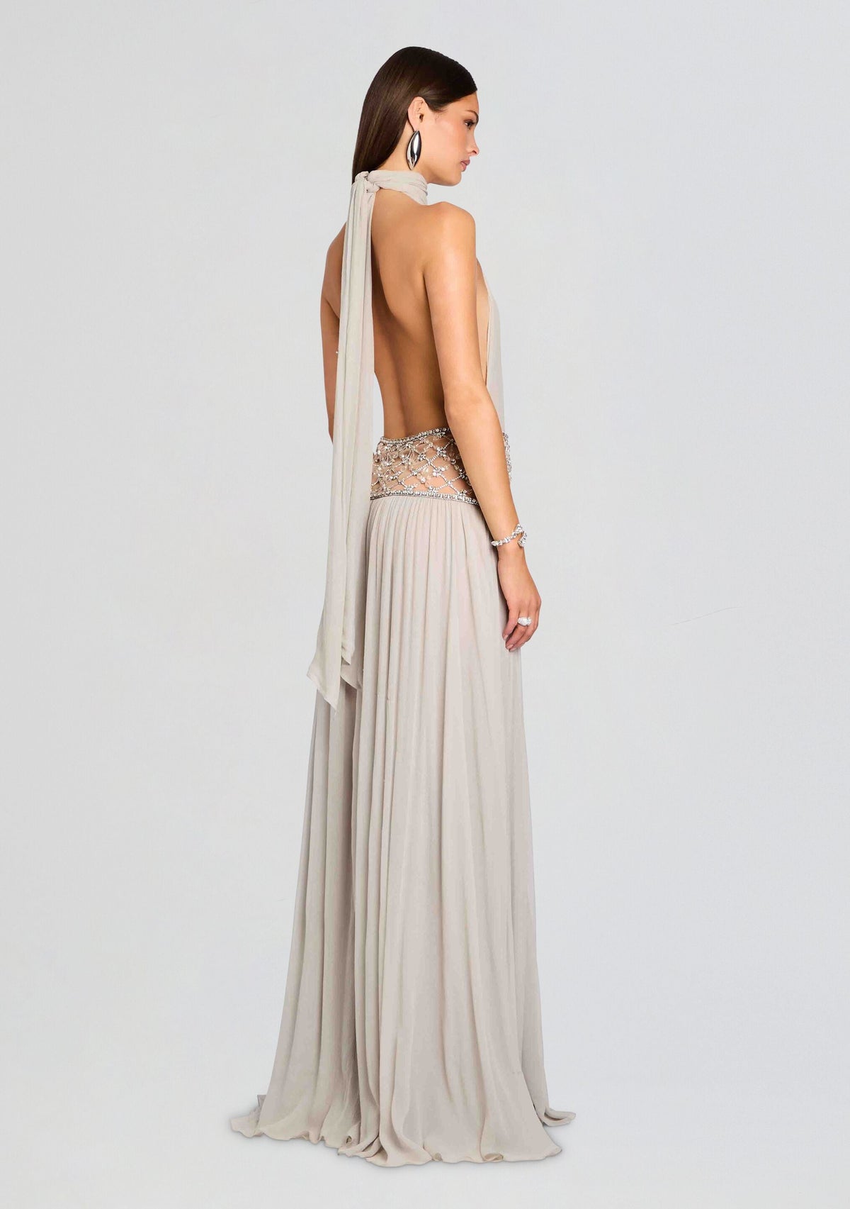 Kreeli Embellished Dress by retrofête in Silver Cloud, product image 5