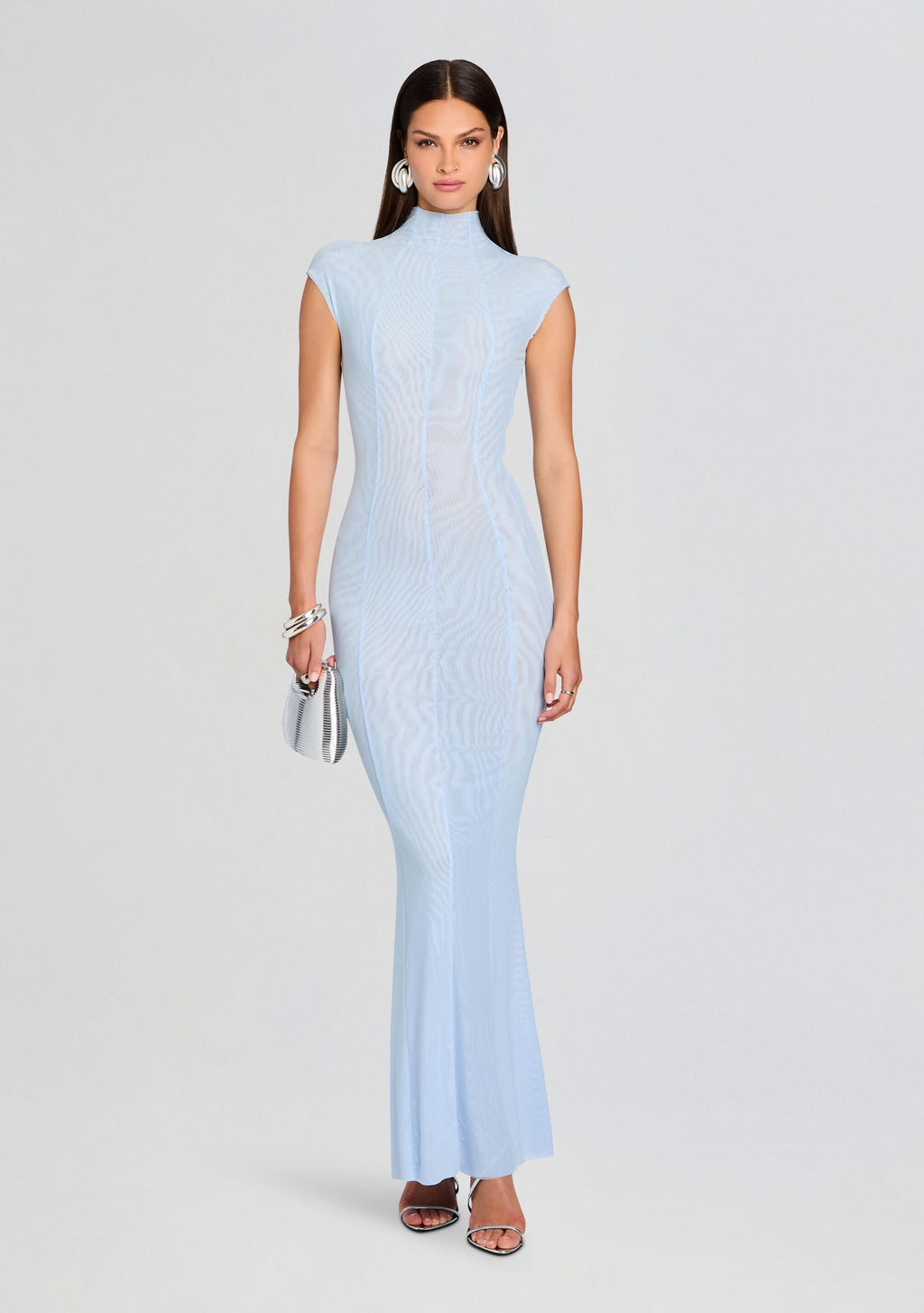 Laissa Mesh Maxi Dress by SEROYA in Ice Blue, product image 5