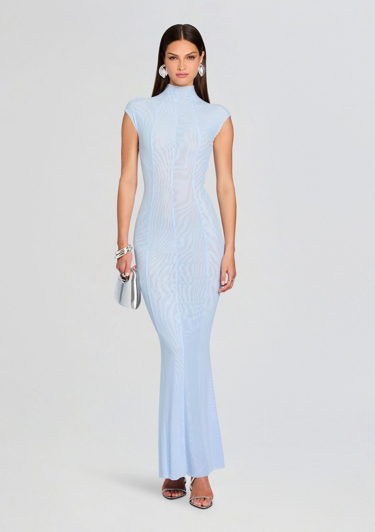 Laissa Mesh Maxi Dress by SEROYA in Ice Blue, product image 5