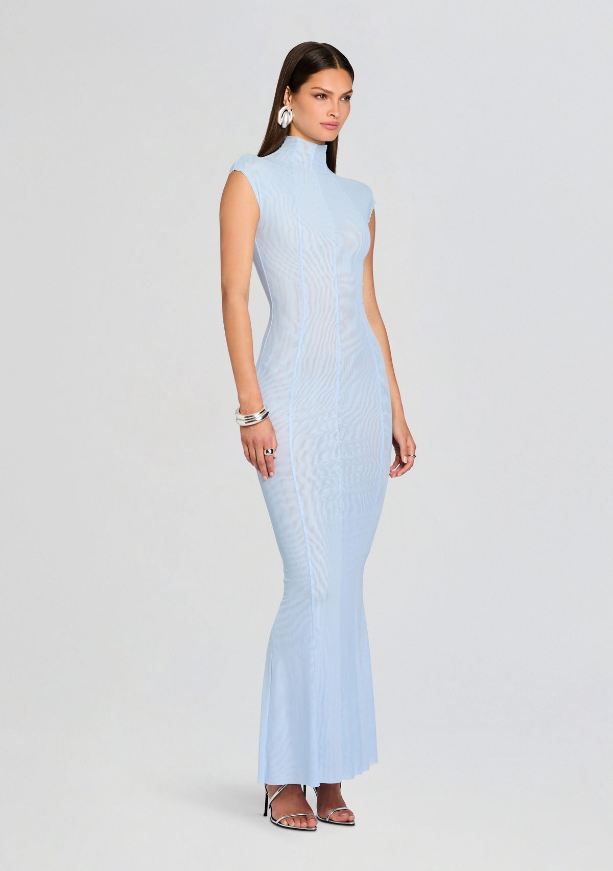 Laissa Mesh Maxi Dress by SEROYA in Ice Blue, product image 3