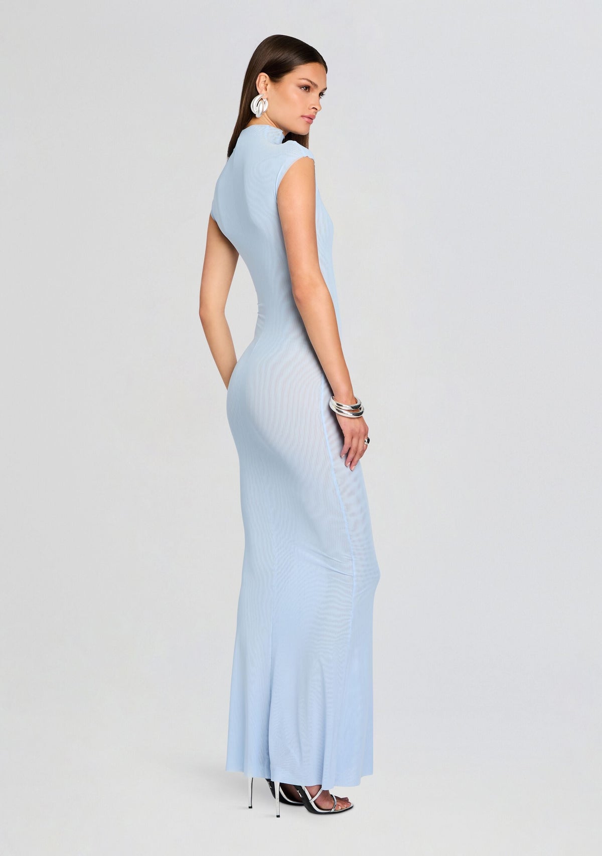 Laissa Mesh Maxi Dress by SEROYA in Ice Blue, product image 4