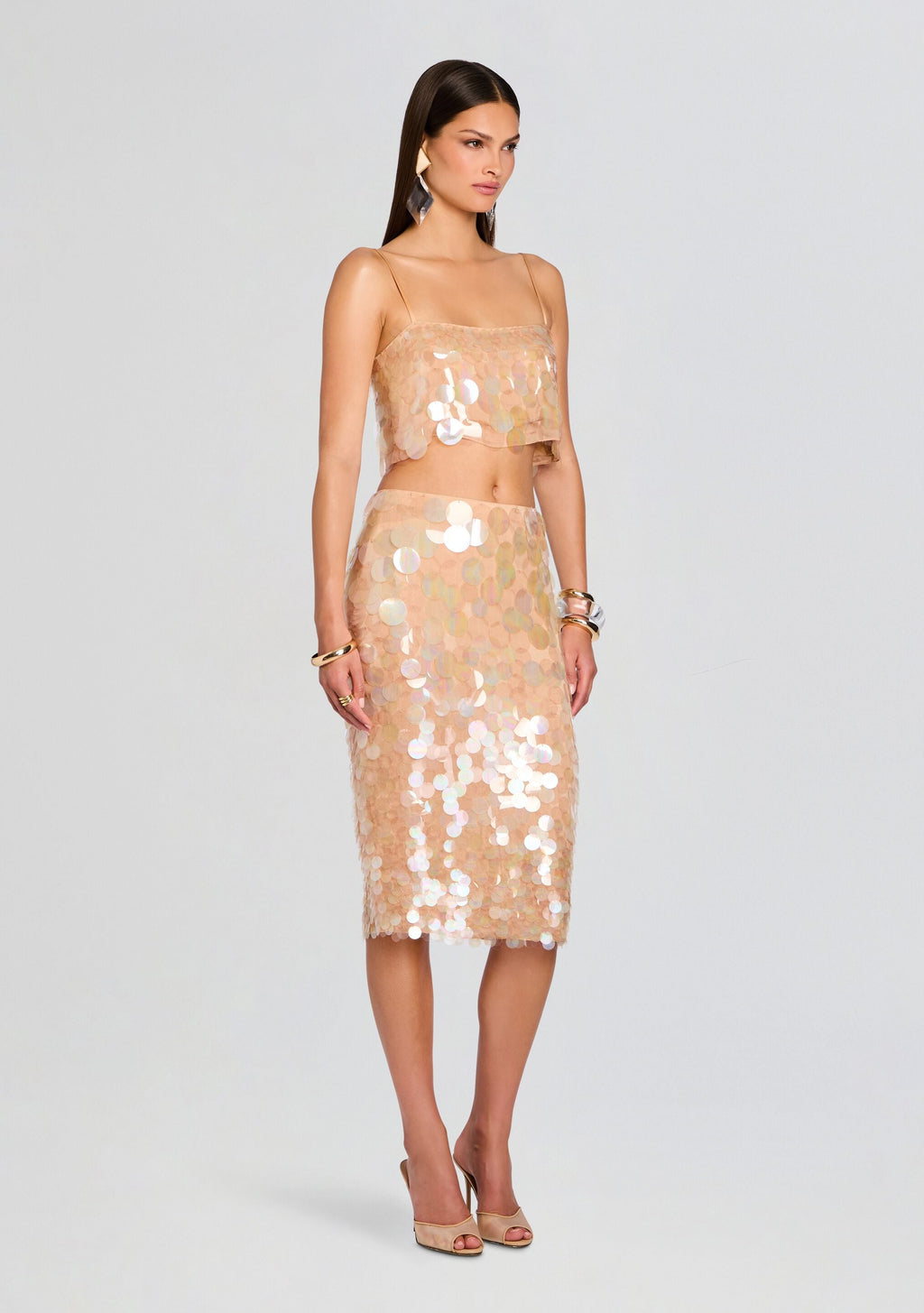Leia Sequin Tank by retrofête in Honey Beige, product image 4
