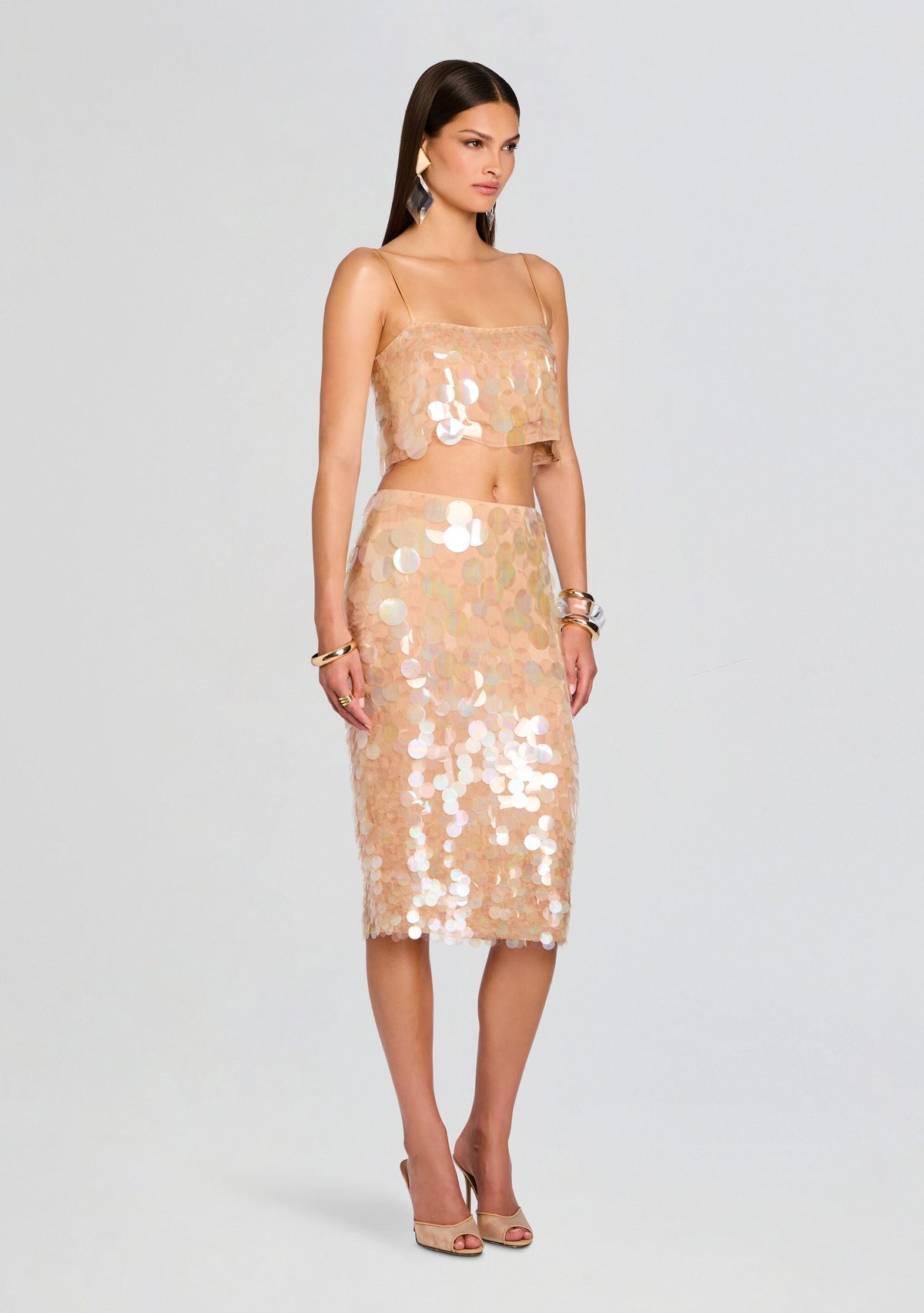 Leia Sequin Tank by retrofête in Honey Beige, product image 4