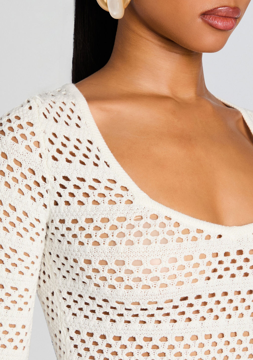 Sophie Crochet Mini Dress by SEROYA in Porcelain, product image 2
