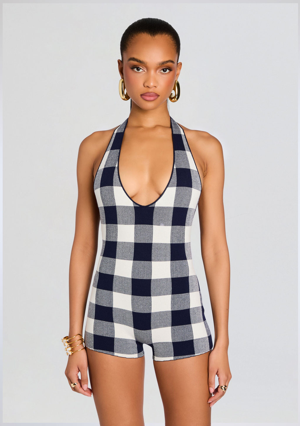Aro Romper by SEROYA in Bold Navy Gingham, product image 5