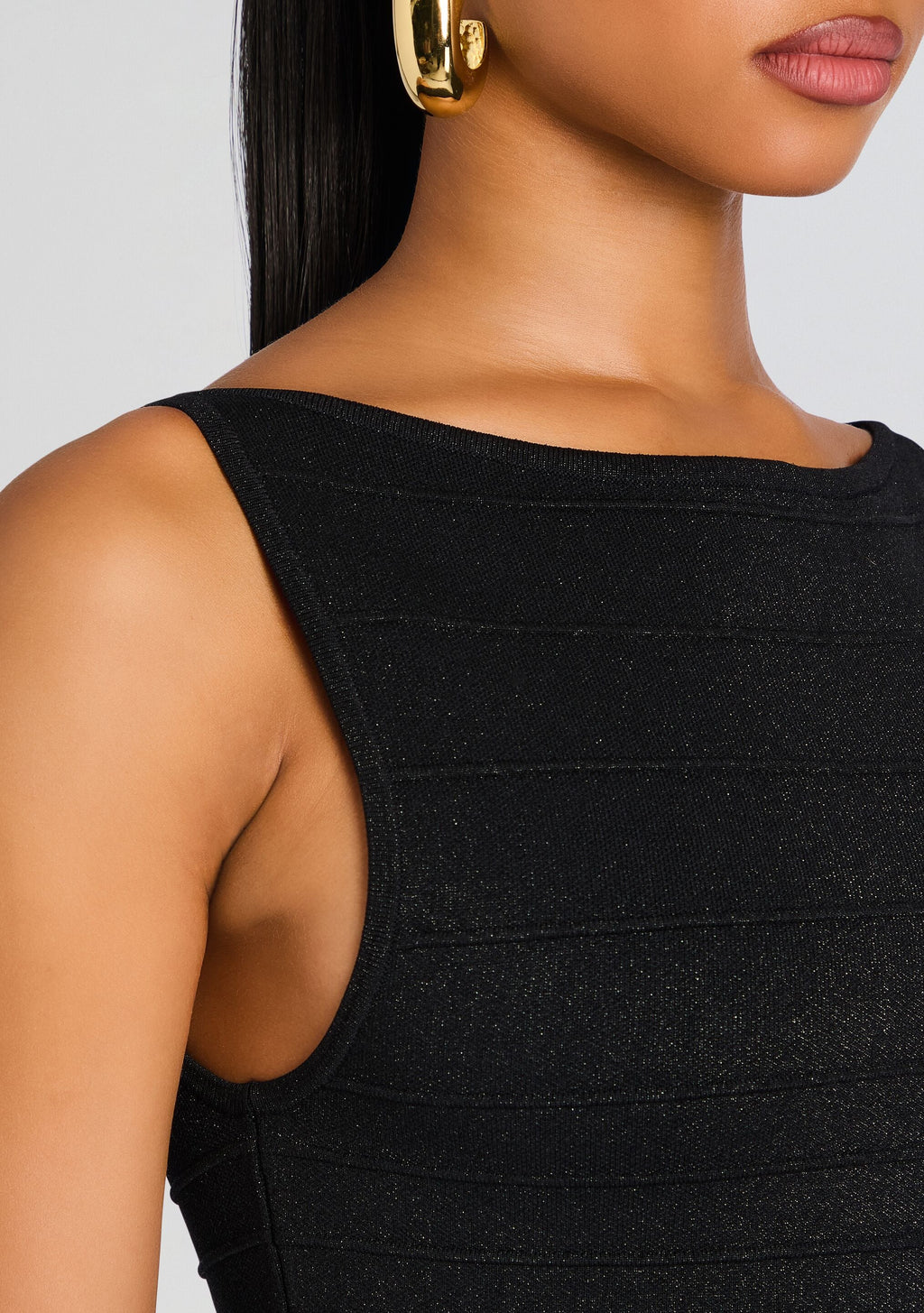 Audrina Metallic Knit Dress by retrofête in Metallic Black, product image 2
