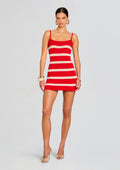 Azriel Knit Mini Dress by SEROYA in Cherry/Sand/Eggshell, product image 1