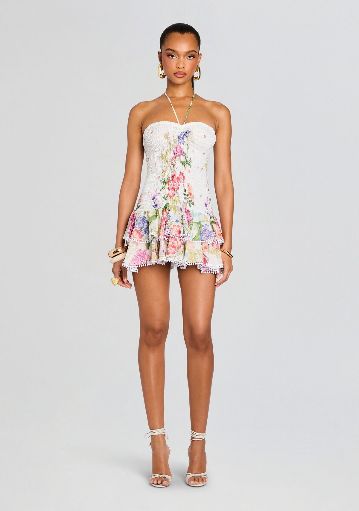 Cusia Short Dress by Charo Ruiz in White Botanic, product image 1