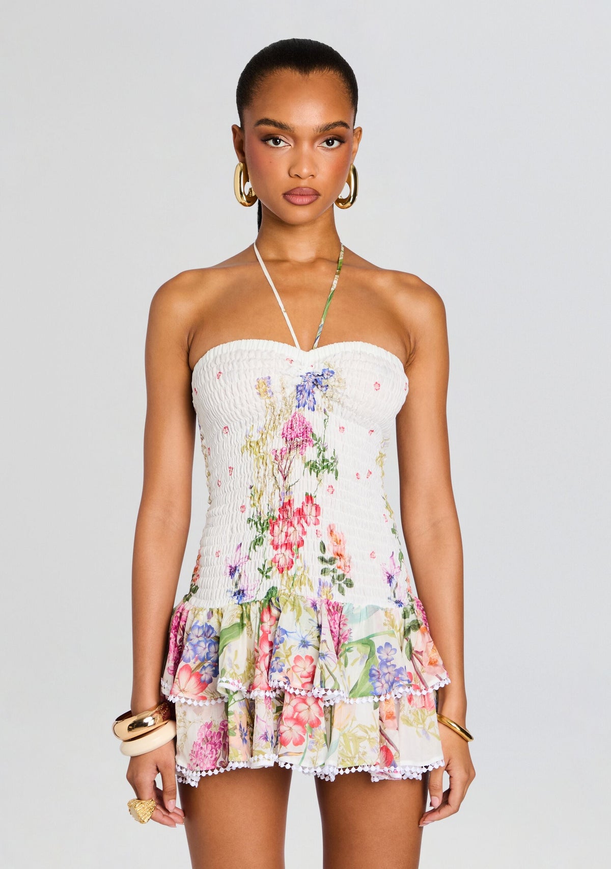 Cusia Short Dress by Charo Ruiz in White Botanic, product image 5