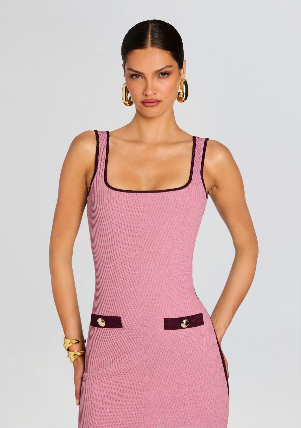 Connie Metallic Knit Dress by retrofête in Metallic Rose/Pinot, product image 5