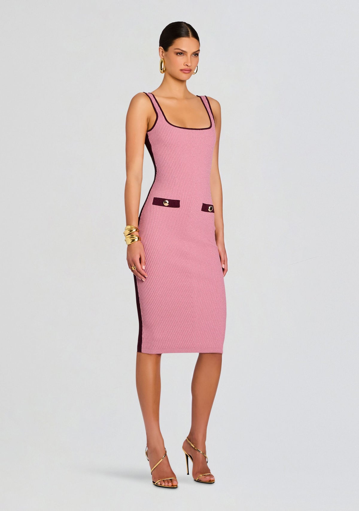 Connie Metallic Knit Dress by retrofête in Metallic Rose/Pinot, product image 3