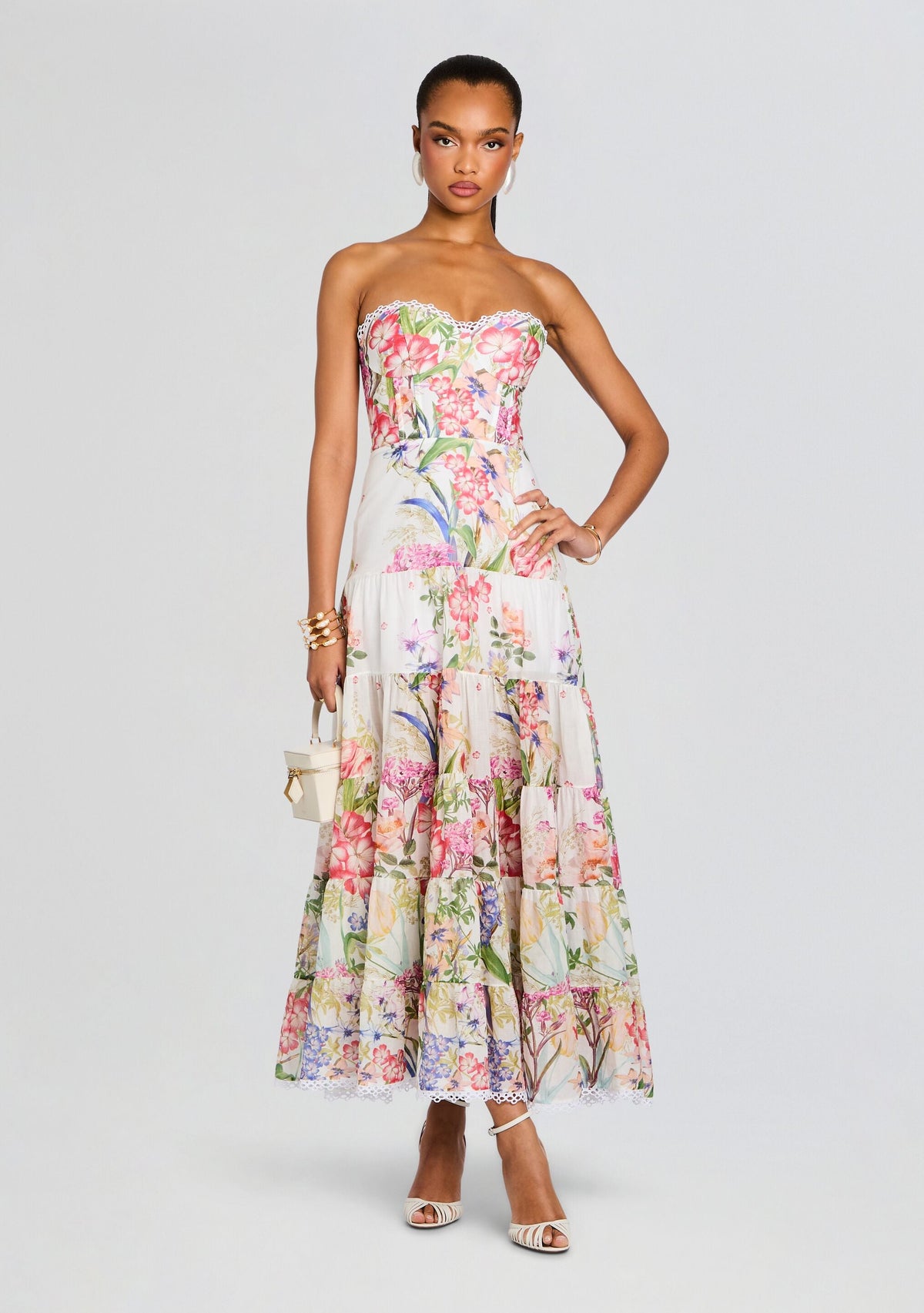 Danny Long Dress by Charo Ruiz in White Botanic, product image 1