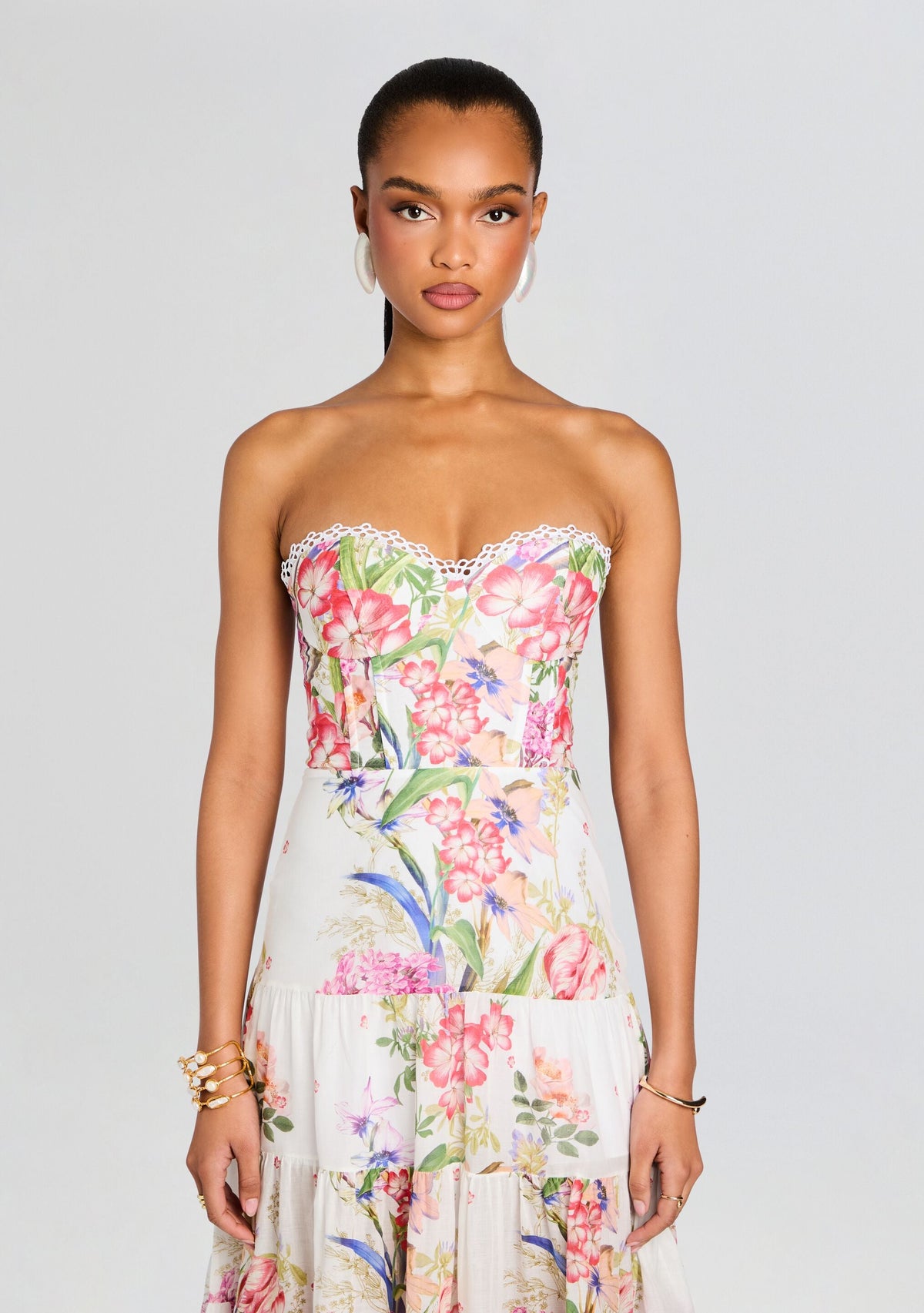 Danny Long Dress by Charo Ruiz in White Botanic, product image 3