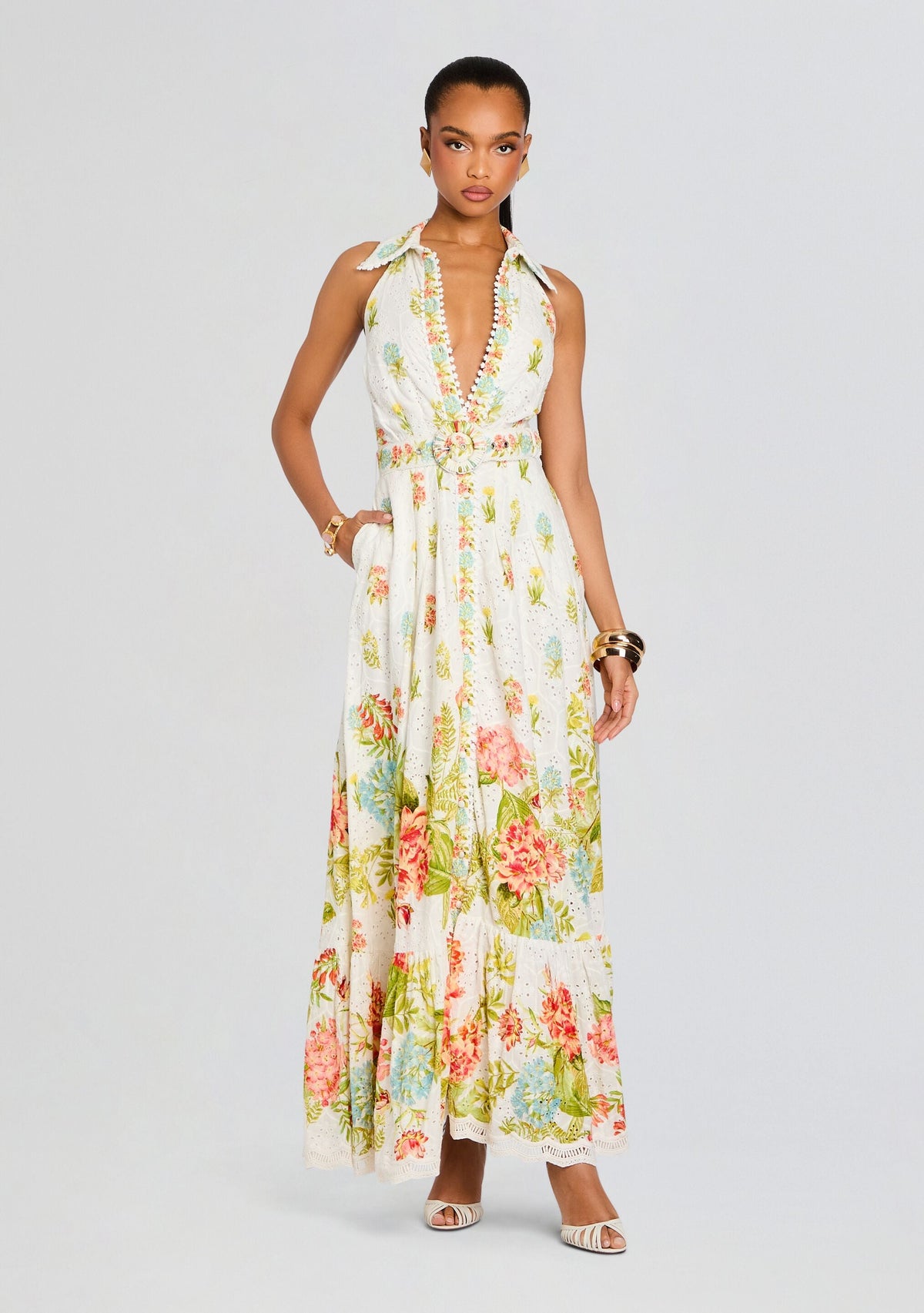 Dhun Long Shirt Dress by Hemant & Nandita in Multi, product image 1