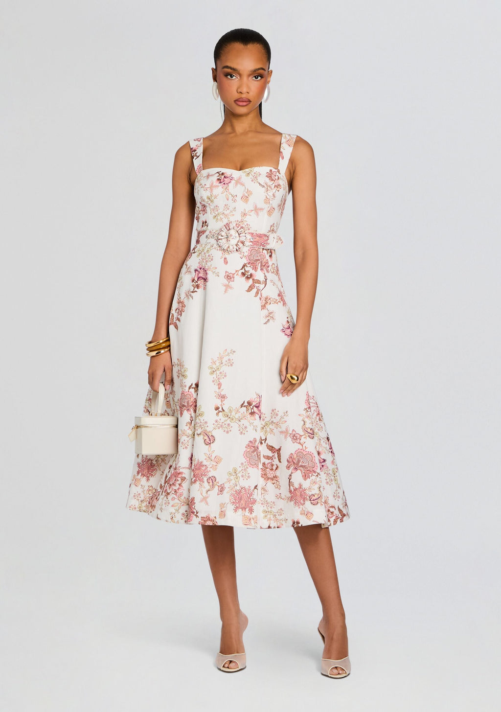 Diza Midi Dress by Hemant & Nandita in White, product image 5