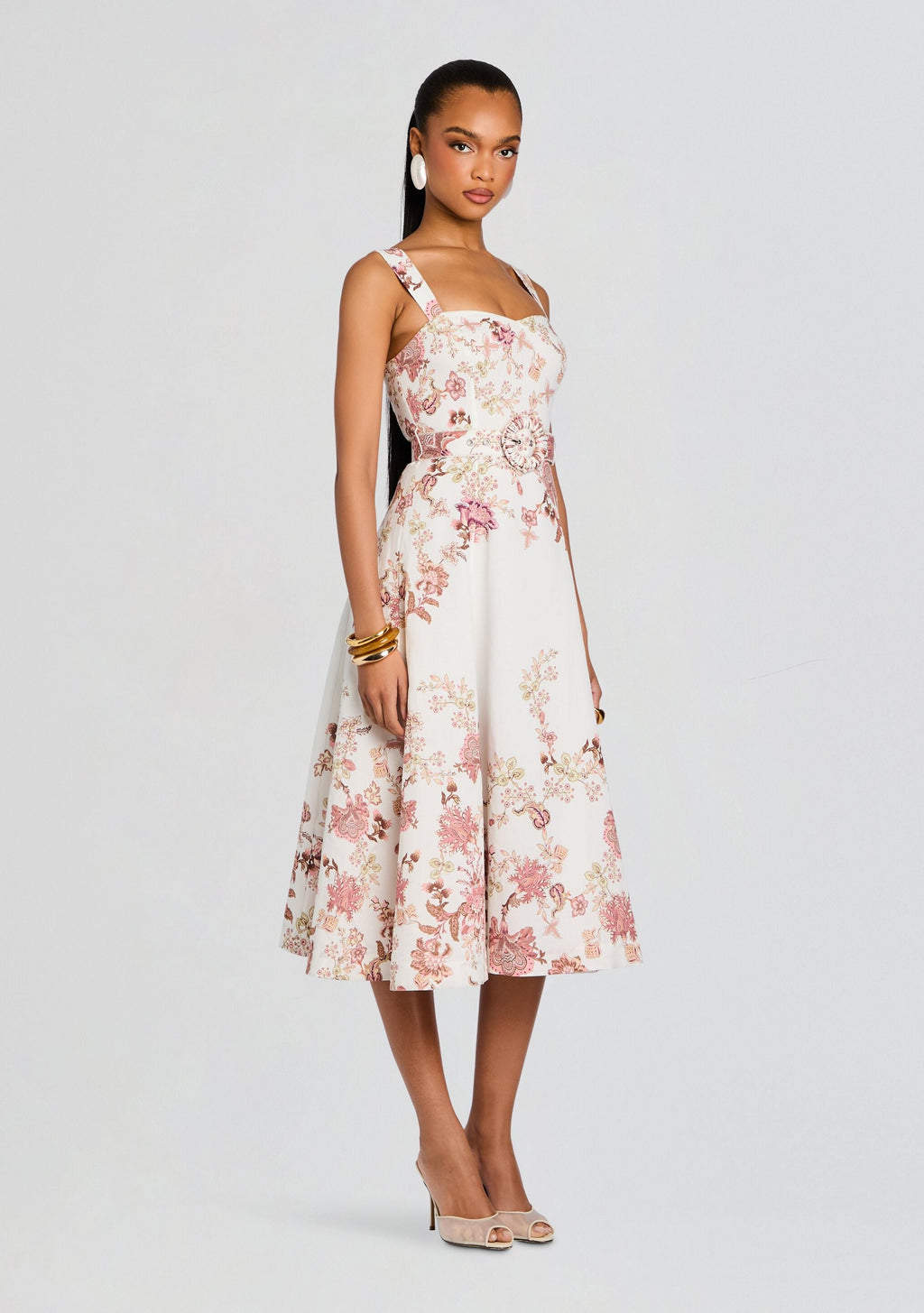 Diza Midi Dress by Hemant & Nandita in White, product image 3