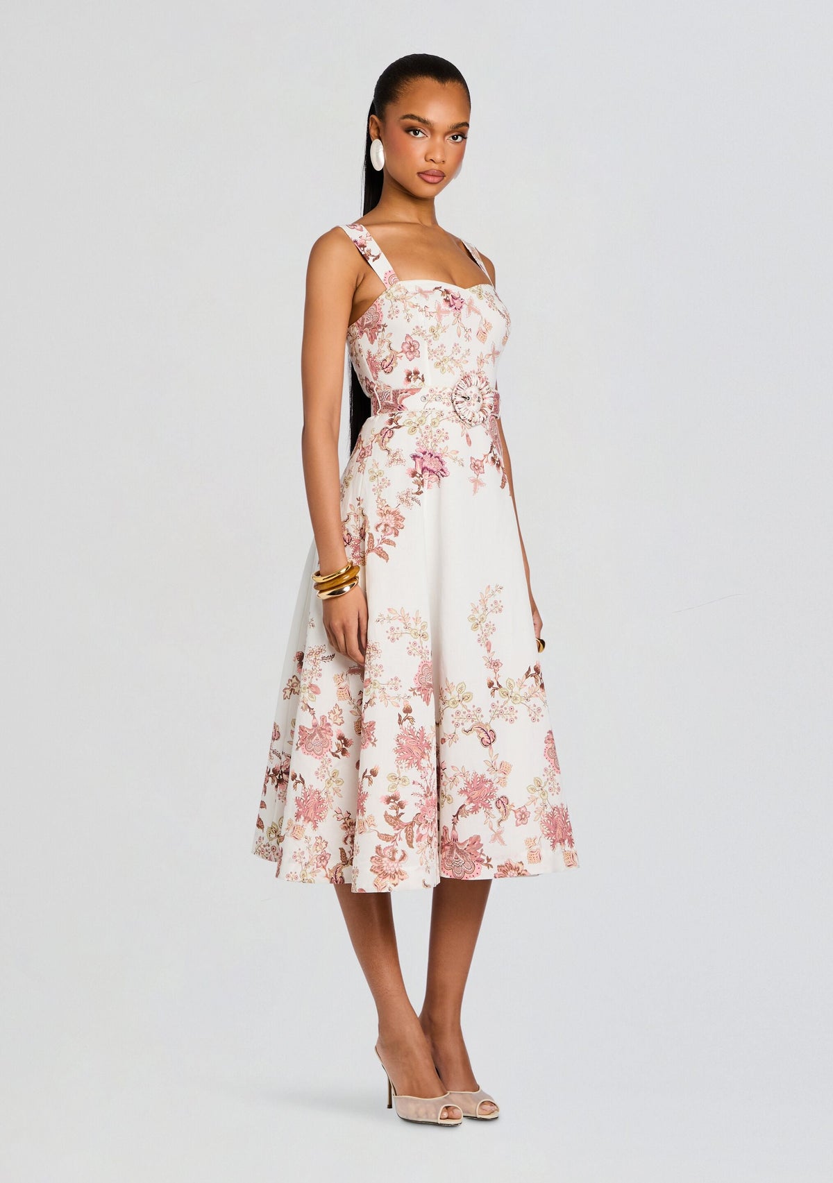 Diza Midi Dress by Hemant & Nandita in White, product image 3