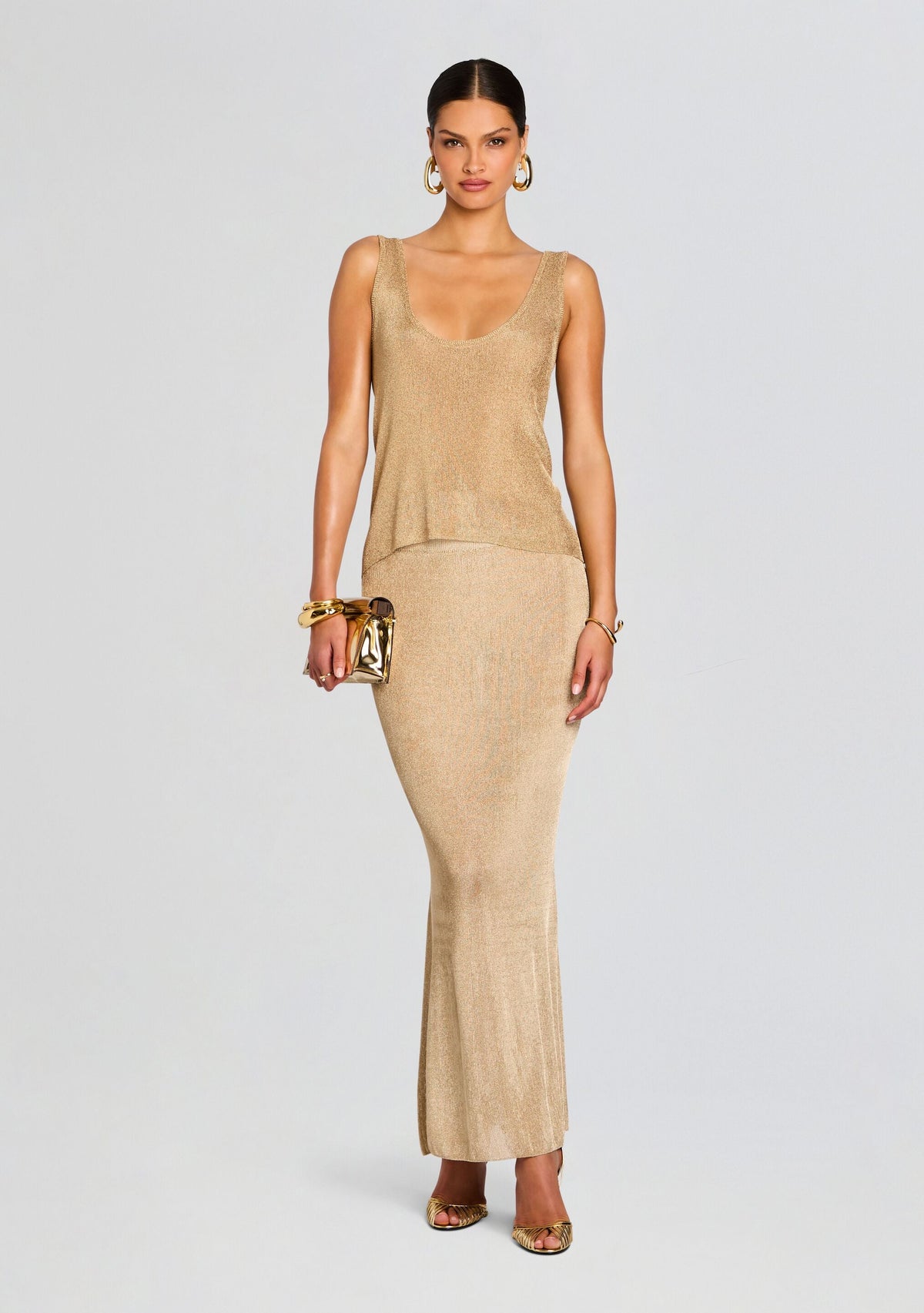 Hero Metallic Knit Tank by SEROYA in Gold, product image 5