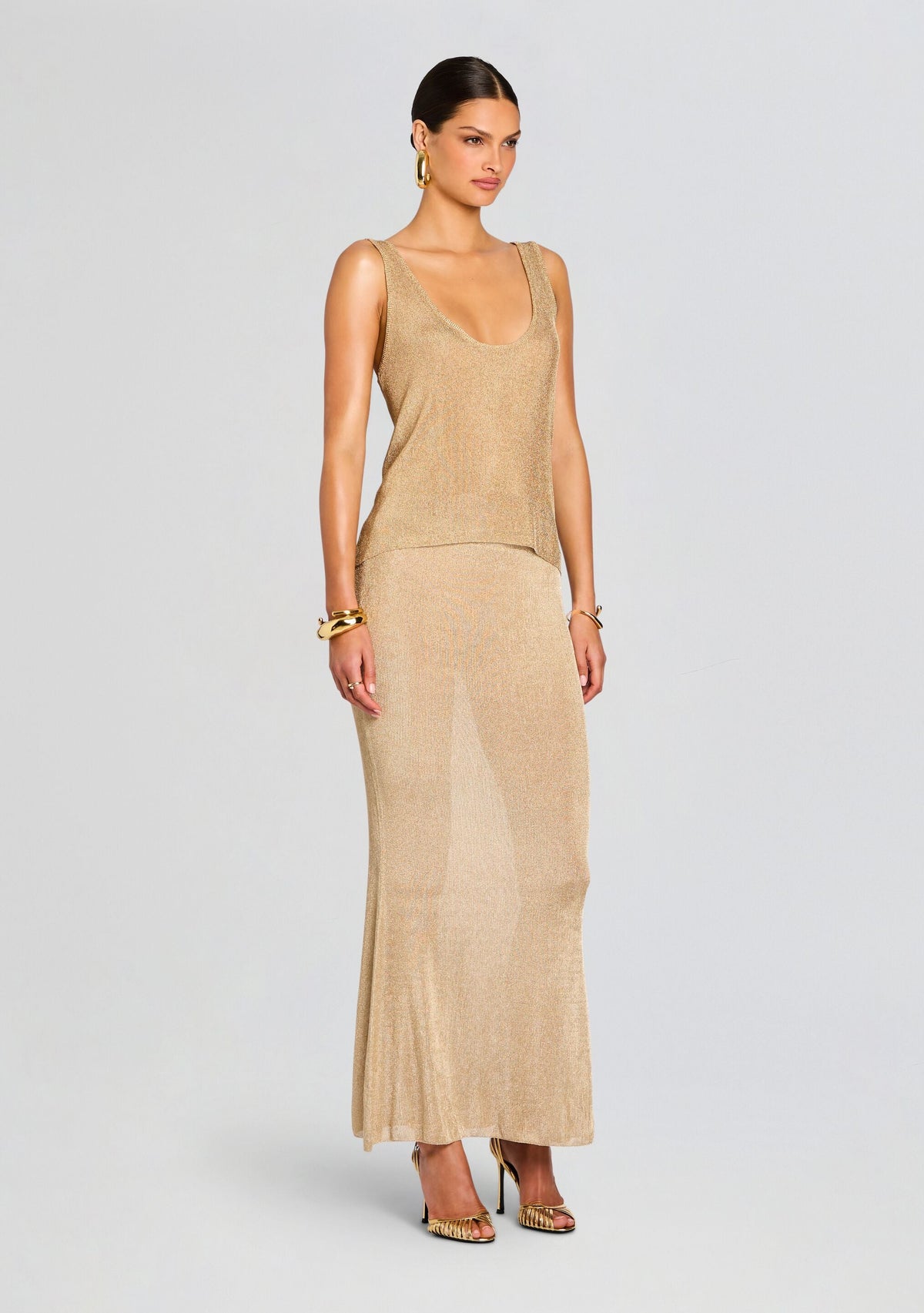 Hero Metallic Knit Tank by SEROYA in Gold, product image 4