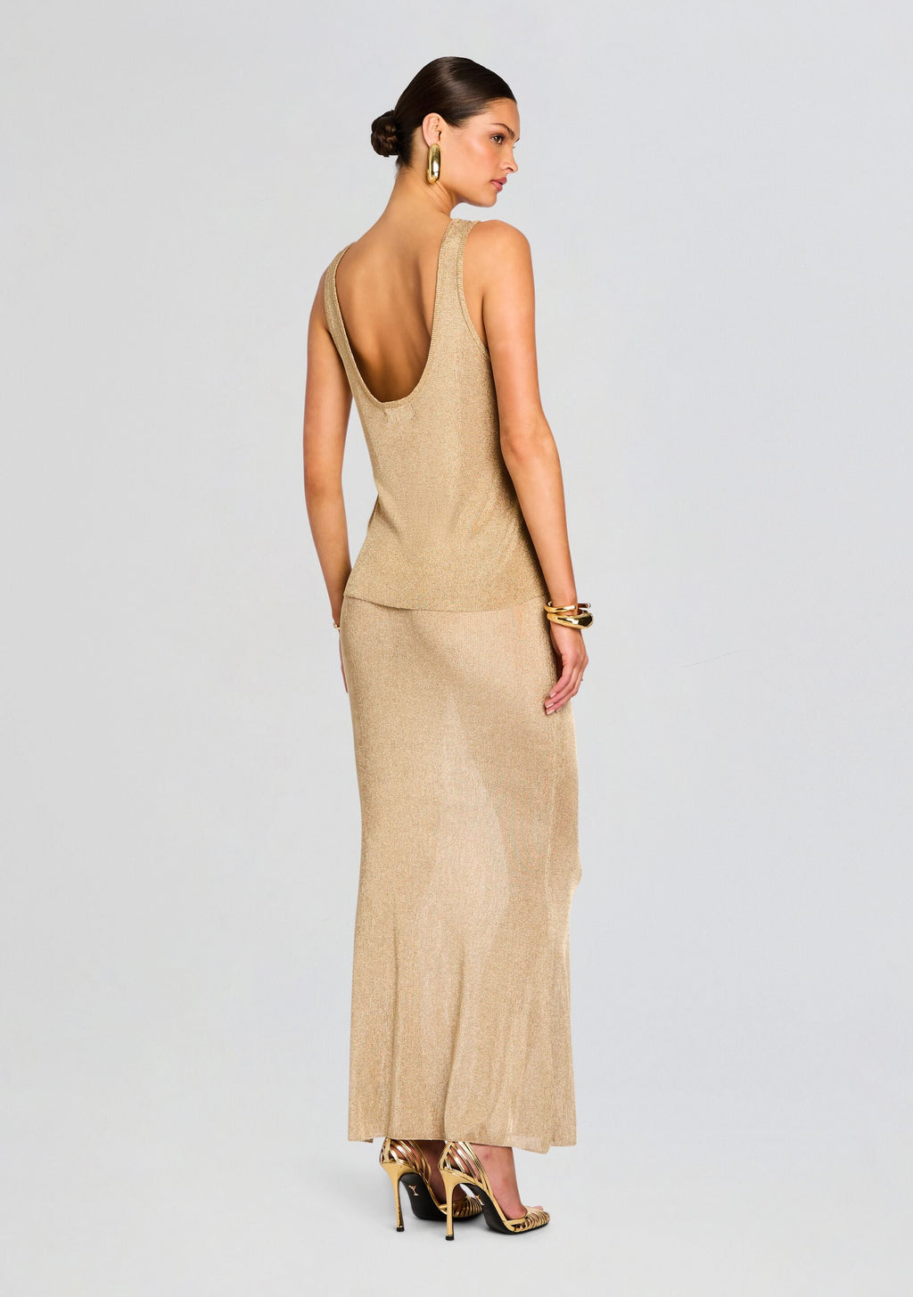 Hero Metallic Knit Tank by SEROYA in Gold, product image 3