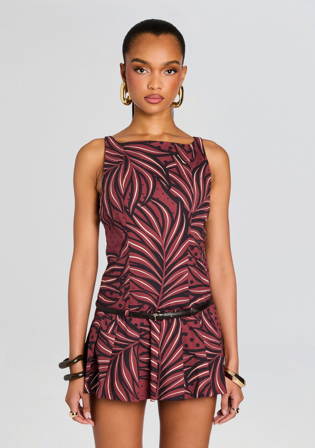 Kat Romper by retrofête in Brown Polka Dot Leaf, product image 5