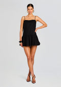 Krista Linen Mini Dress by SEROYA in Black, product image 1