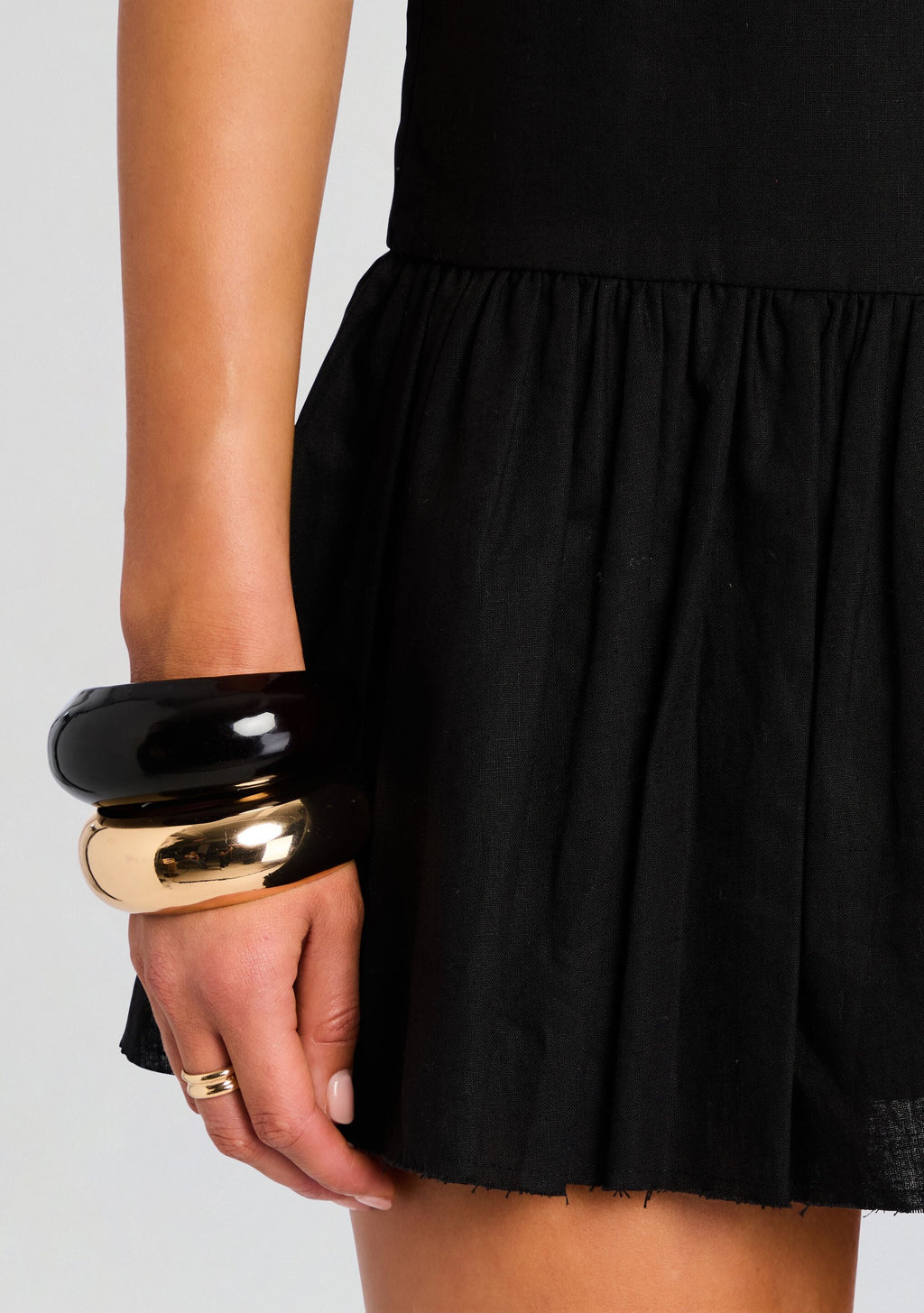 Krista Linen Mini Dress by SEROYA in Black, product image 2