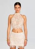 Louelle Sequin Lace Top by retrofête in Cream, product image 1