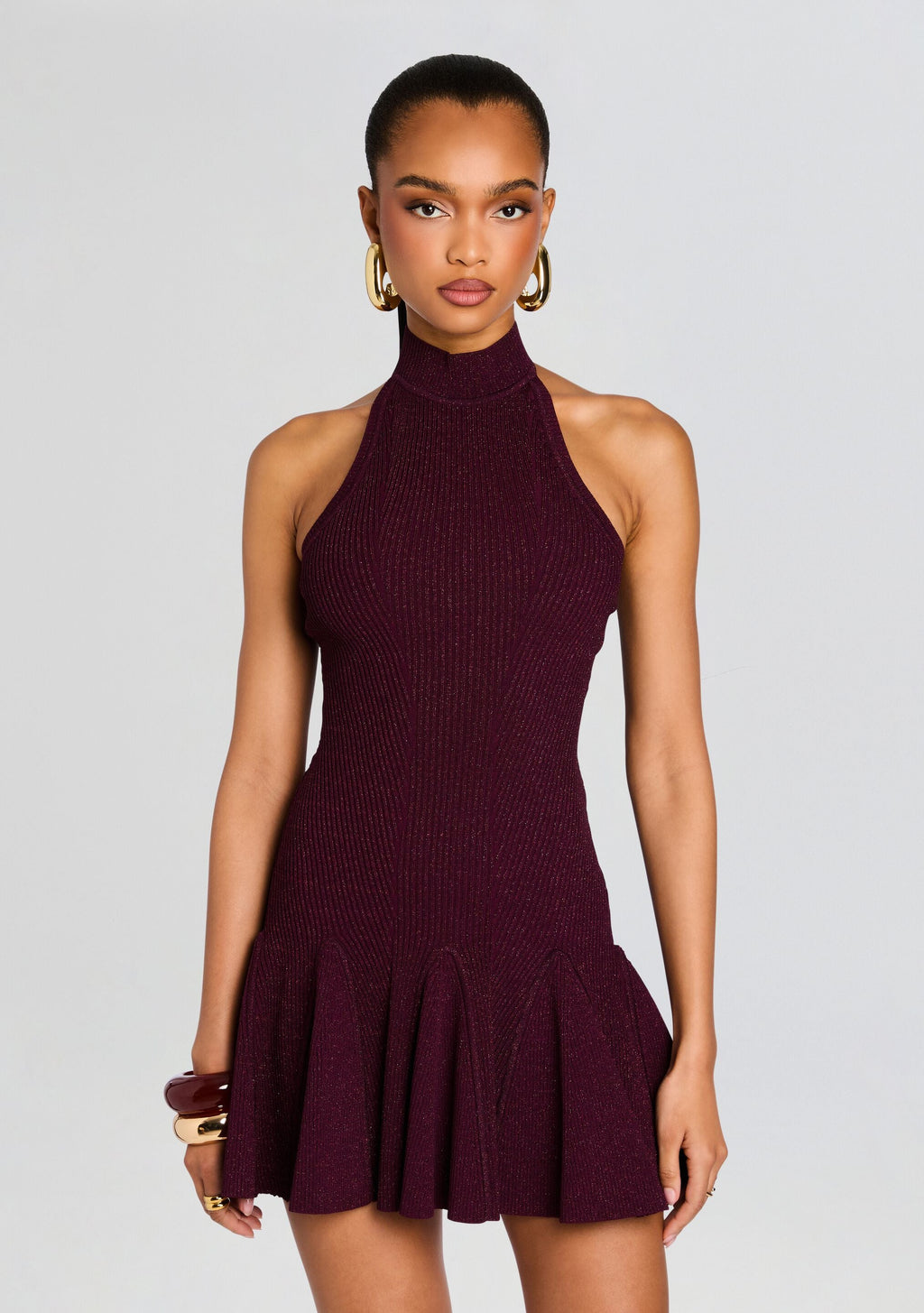 Quinn Metallic Knit Dress by retrofête in Metallic Pinot, product image 5
