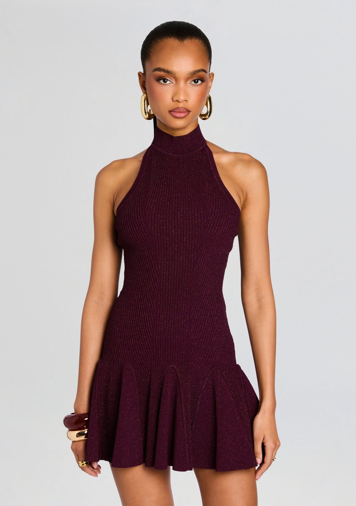 Quinn Metallic Knit Dress by retrofête in Metallic Pinot, product image 5