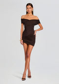 Deniz Mesh Mini Dress by SEROYA in Ash Brown, product image 1