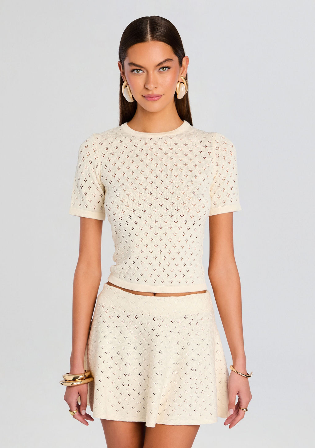 Josie Knit Top by SEROYA in Eggshell, product image 1