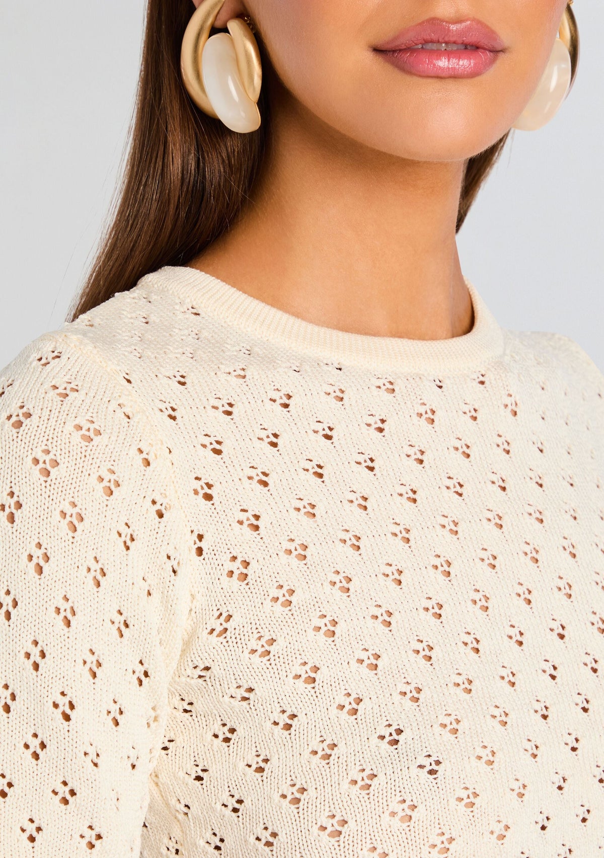 Josie Knit Top by SEROYA in Eggshell, product image 3