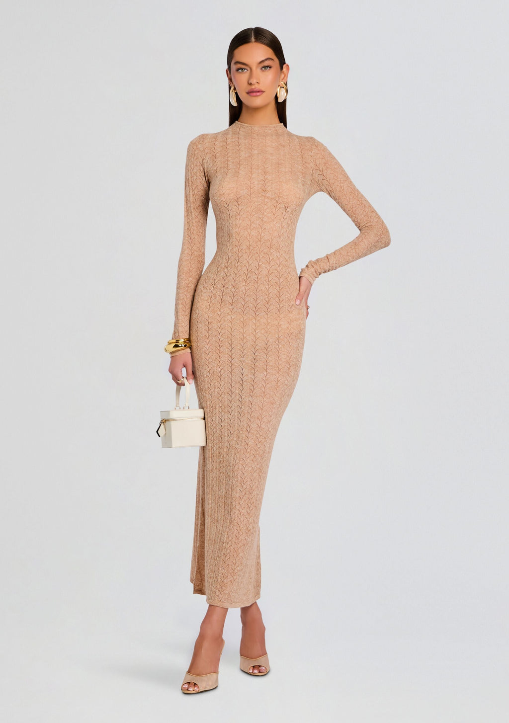 Una Knit Maxi Dress by SEROYA in Sand, product image 5