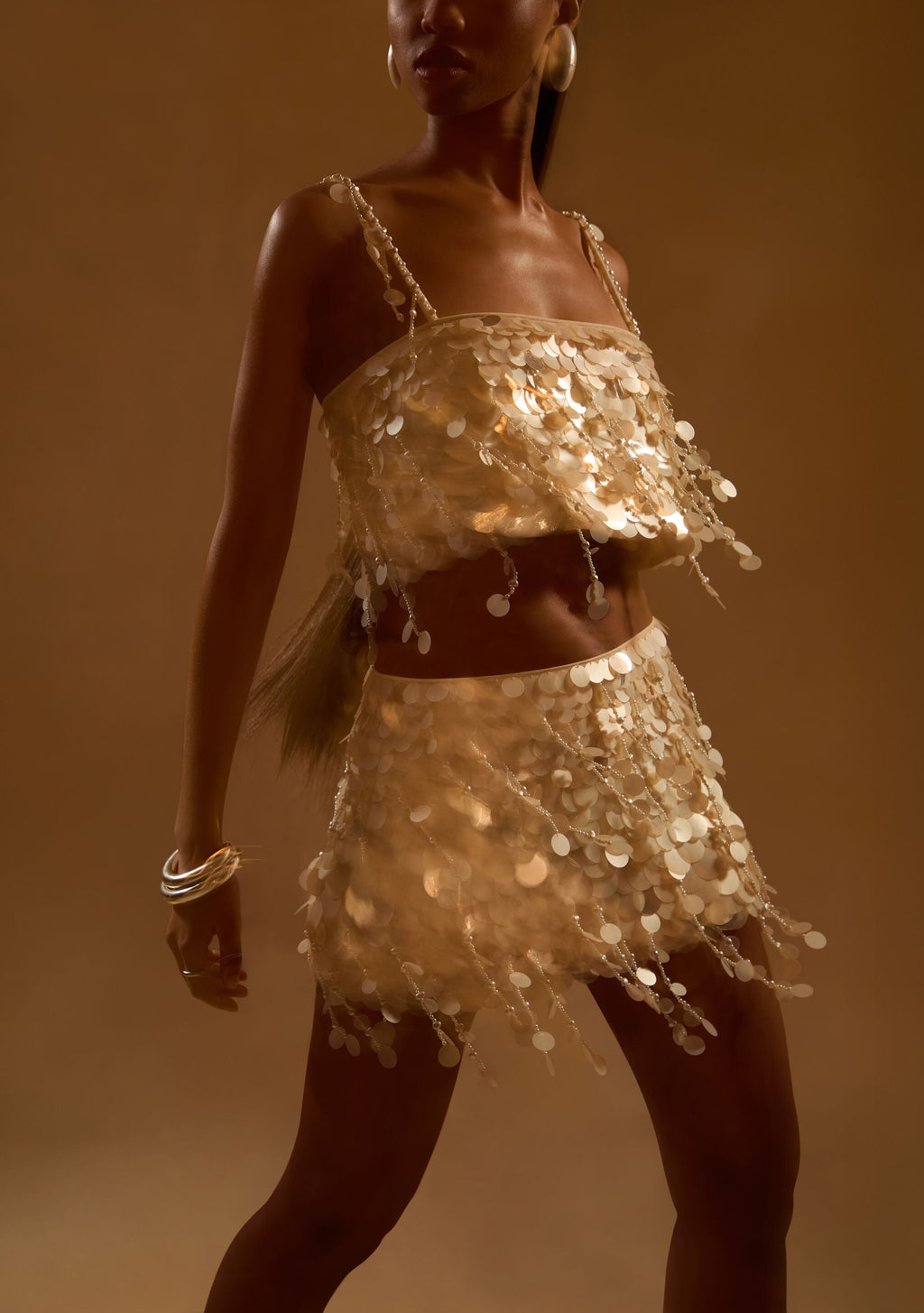 Rettie Embellished Skirt by retrofête in Cream, product image 2
