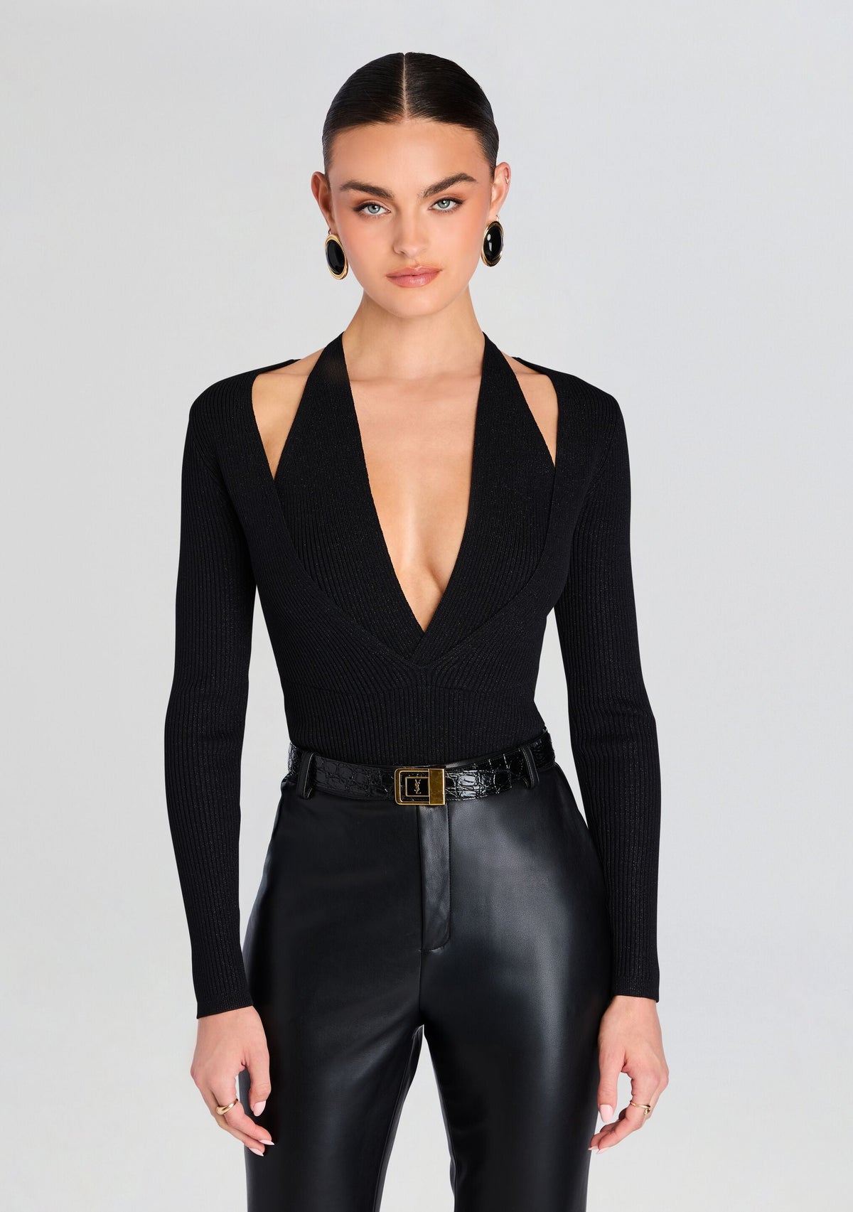 Assunta Bodysuit by retrofête in Metallic Black, product image 1