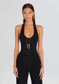 Bamboo Halter Bodysuit by Sans Faff in Black, product image 1