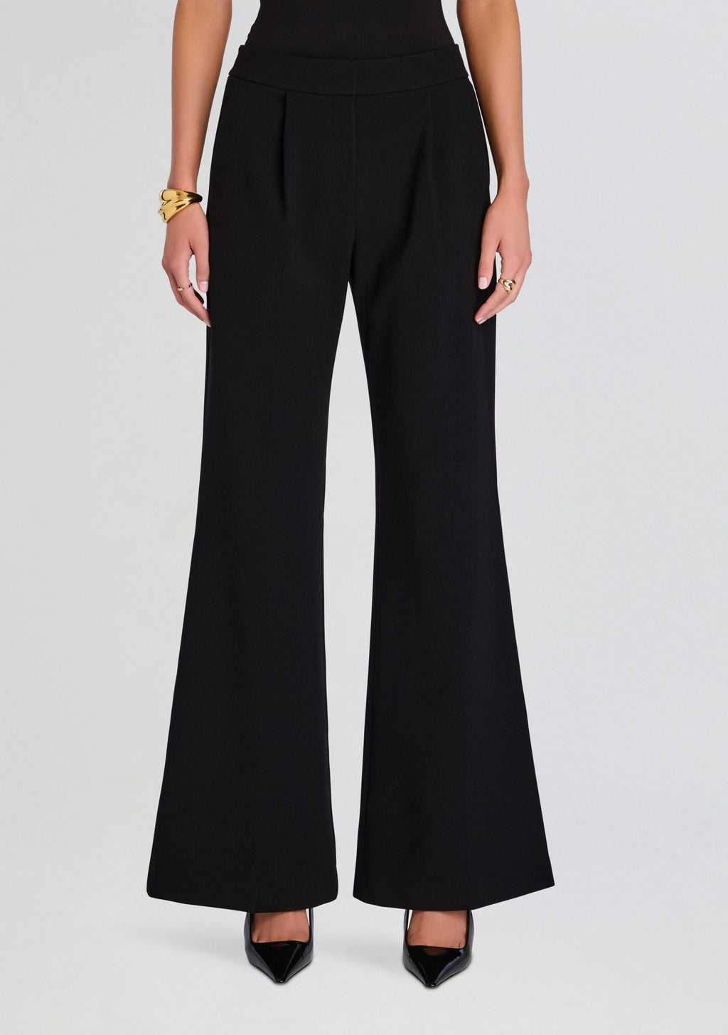 Pin Tuck Palazzo Pant by Sans Faff in Black, product image 1