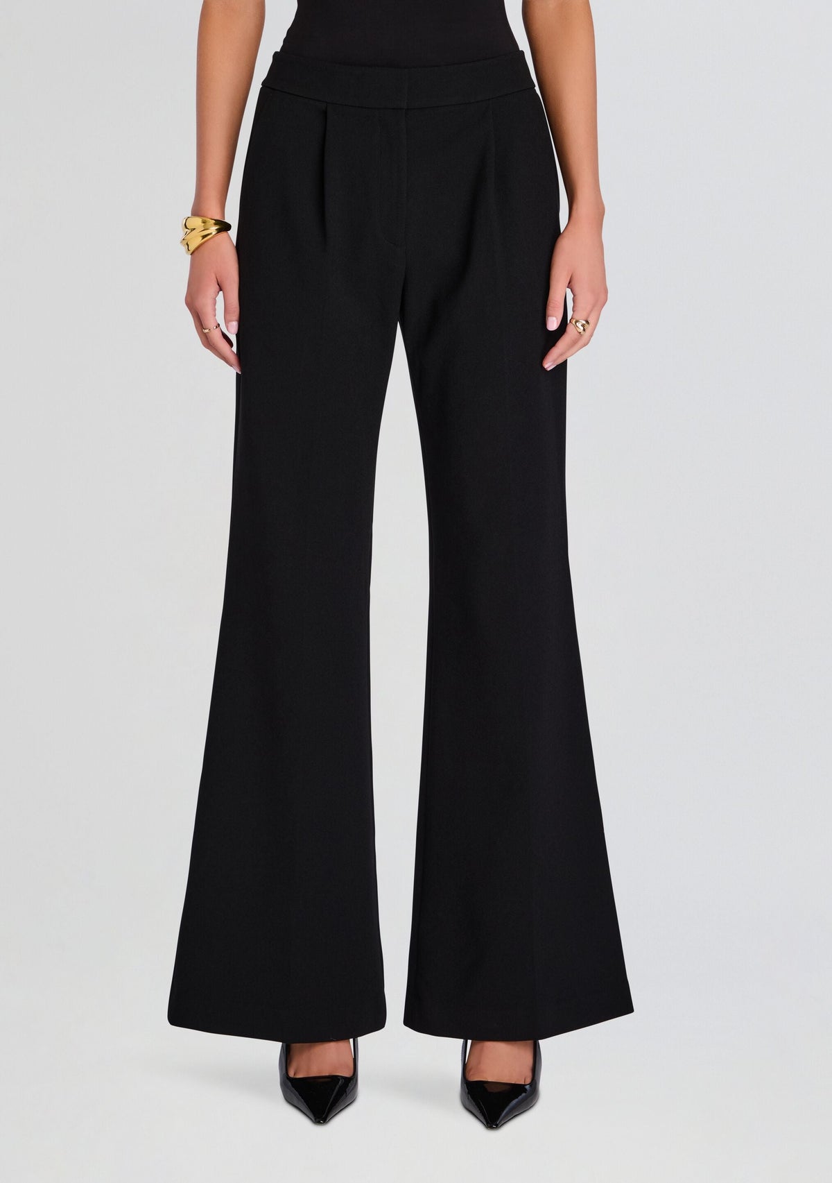 Pin Tuck Palazzo Pant by Sans Faff in Black, product image 1
