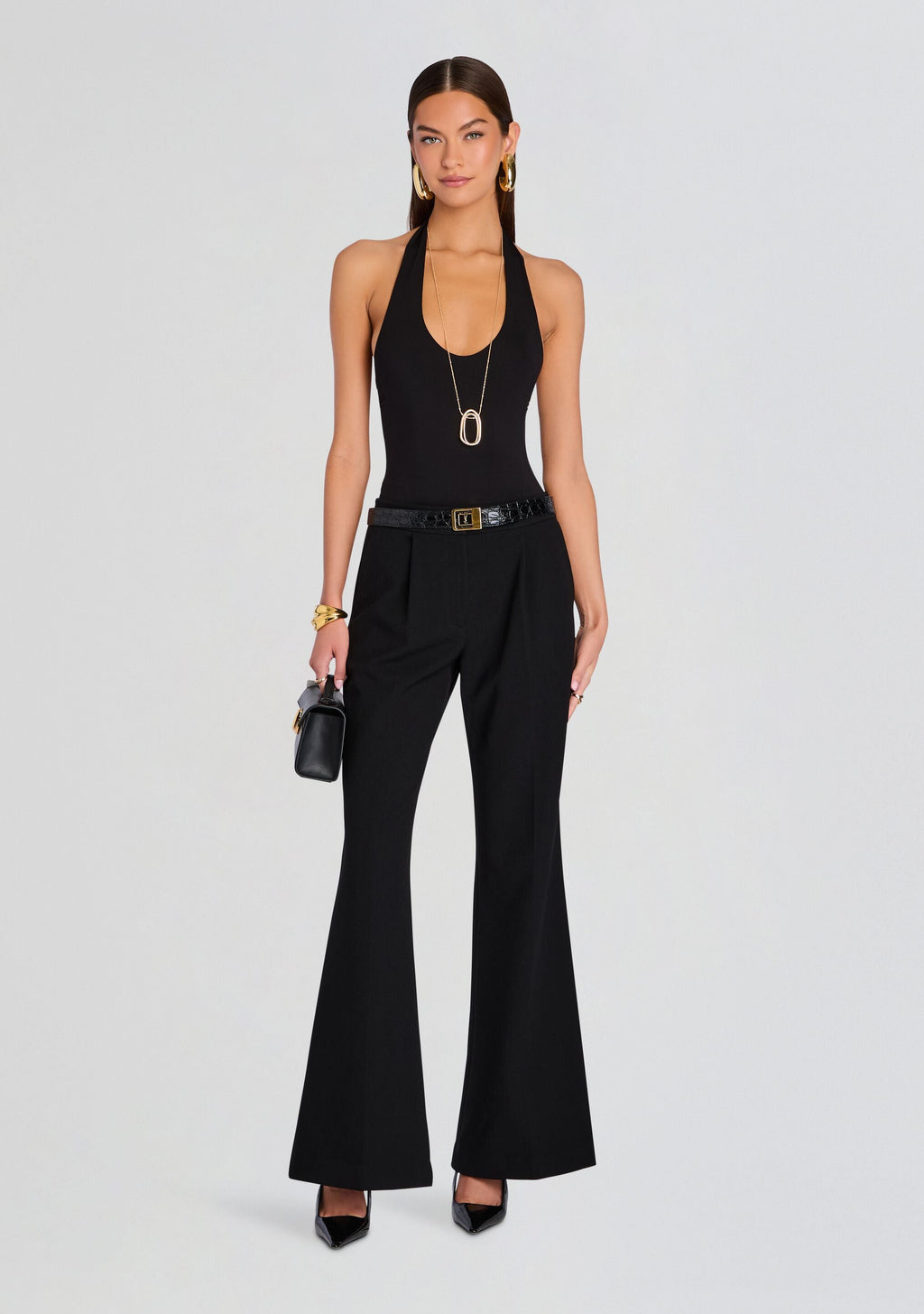 Bamboo Halter Bodysuit by Sans Faff in Black, product image 2