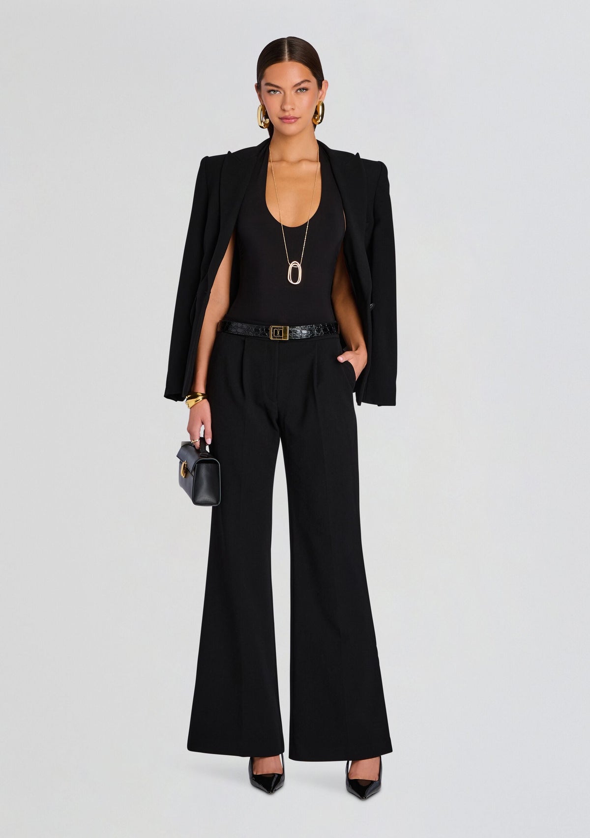 Pin Tuck Palazzo Pant by Sans Faff in Black, product image 2