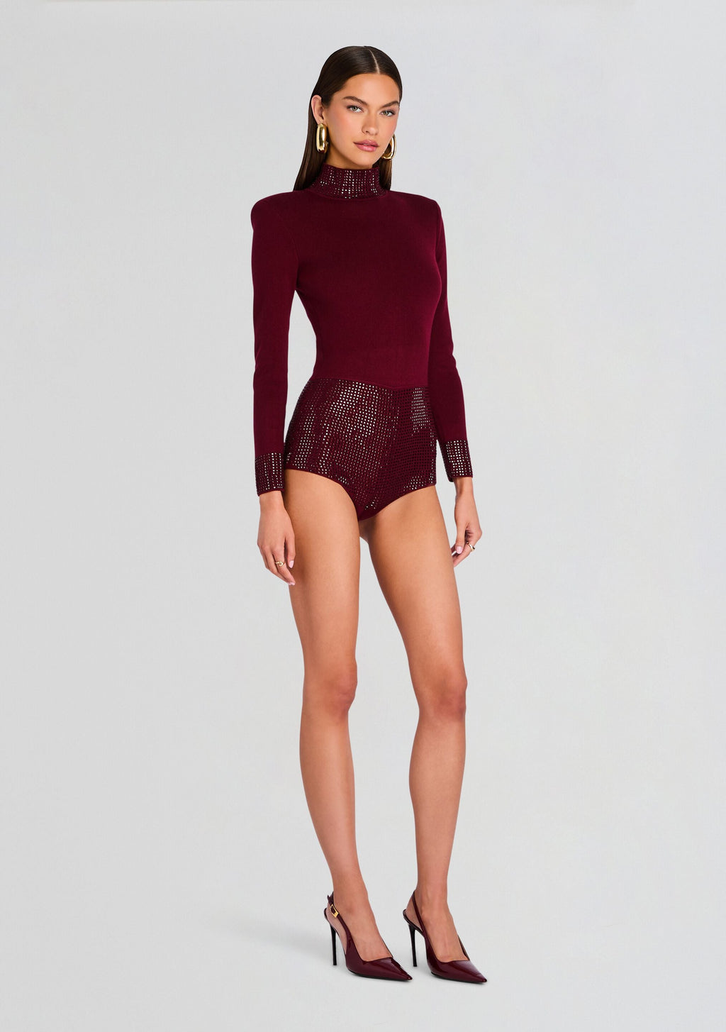 Bethanie Embellished Romper by retrofête in Port, product image 3