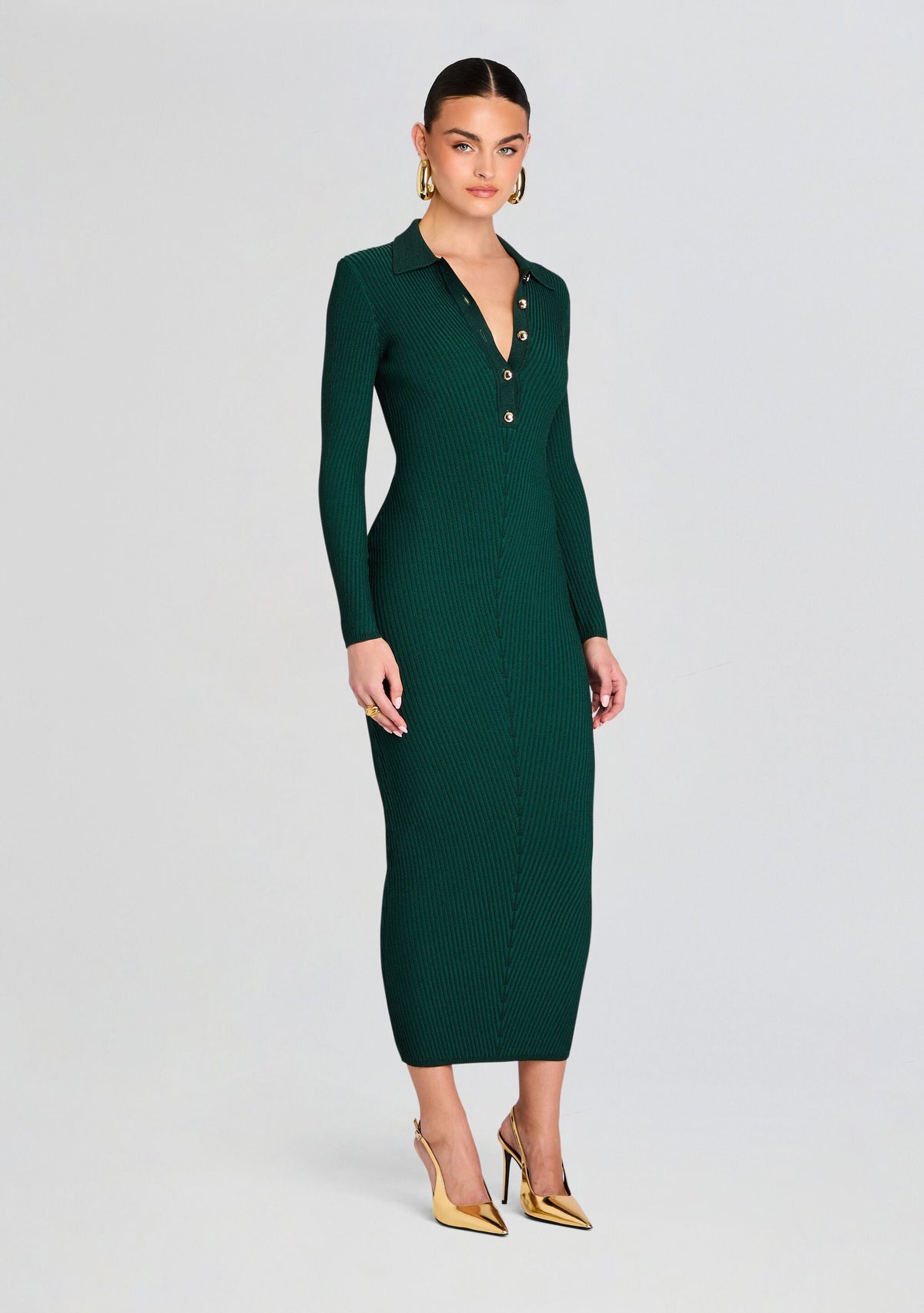 Buffy Metallic Knit Dress by retrofête in Metallic Pine, product image 3